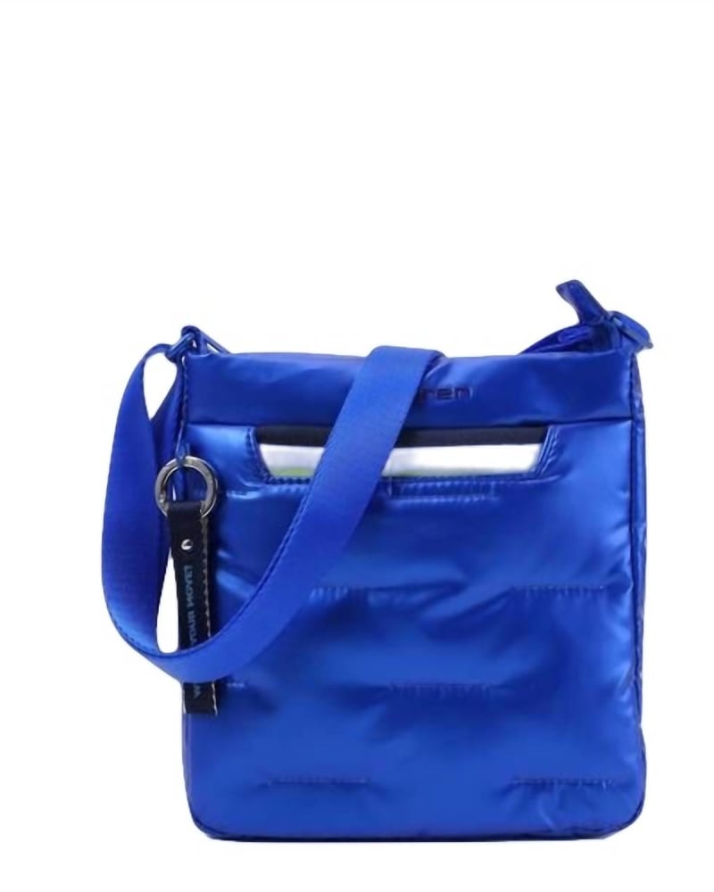 Front of a size O/S Cushy Crossbody in Strong Blue in Strong Blue by Hedgren. | dia_product_style_image_id:330054